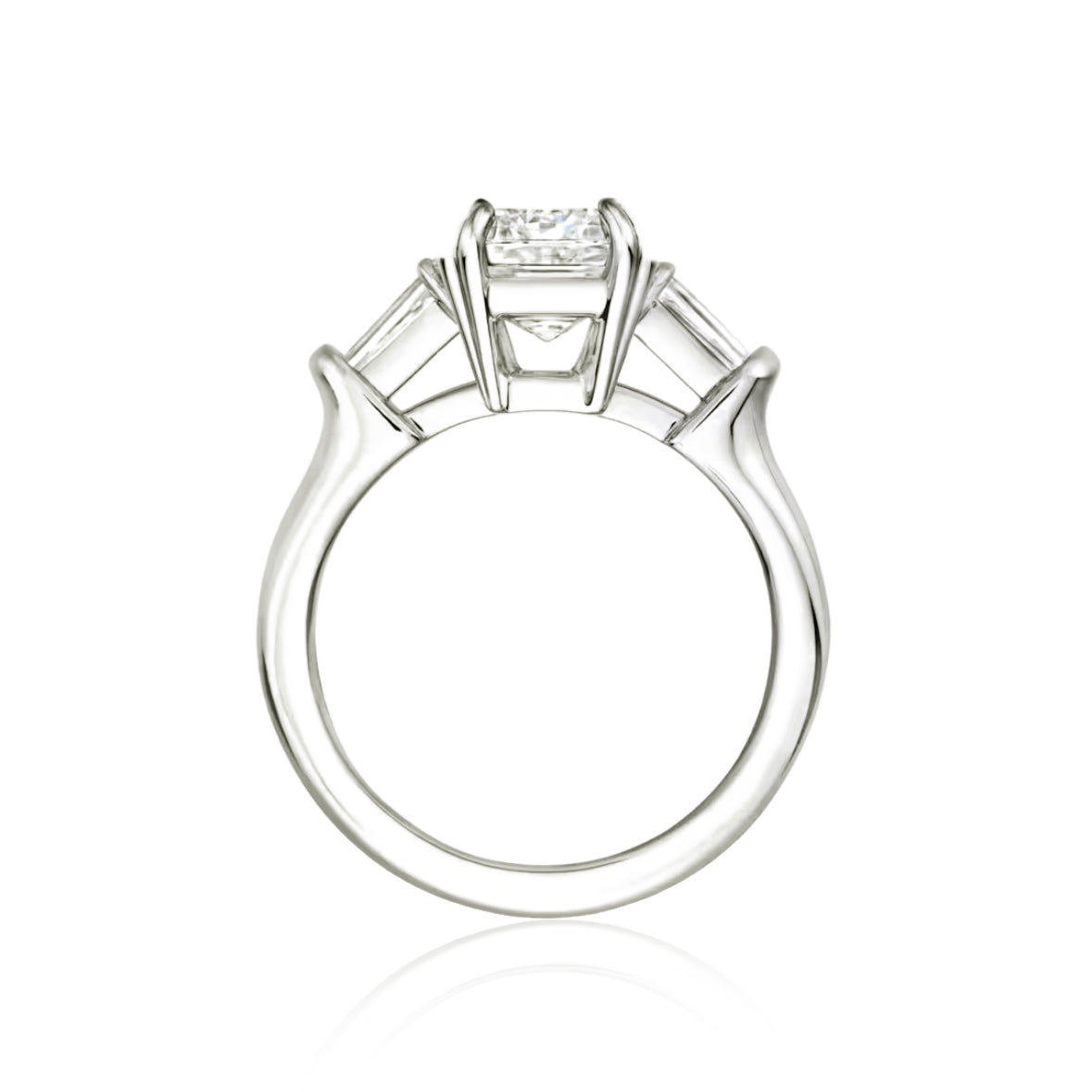 Mangrove Splendor Emerald-Cut Ring with Tapered Baguette Accents