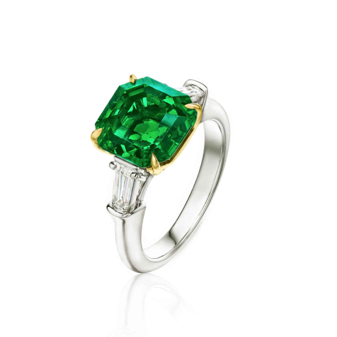 Phoenix Emerald-Cut Emerald Ring