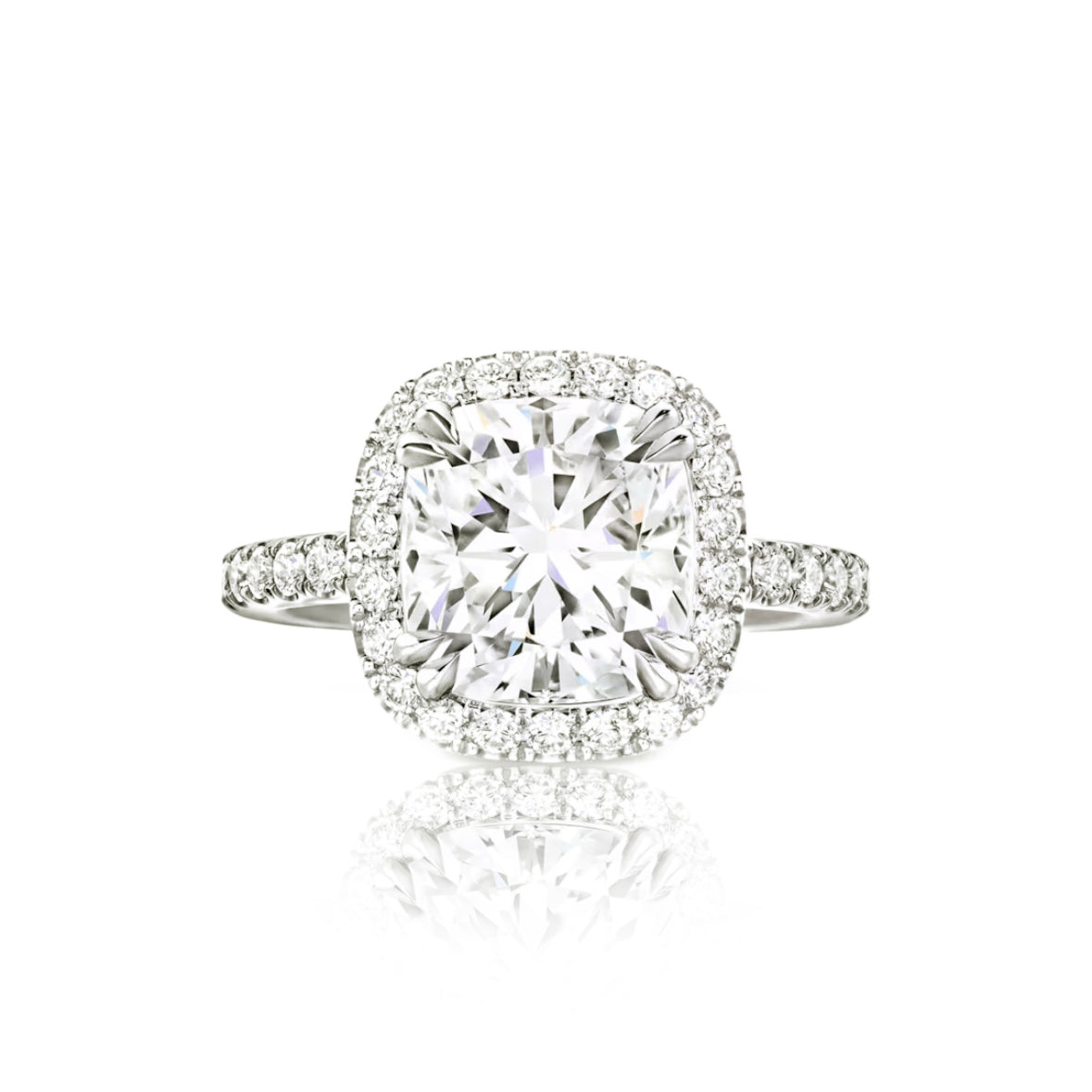 Radiant Cushion-Cut Diamond Micropavé Engagement Ring