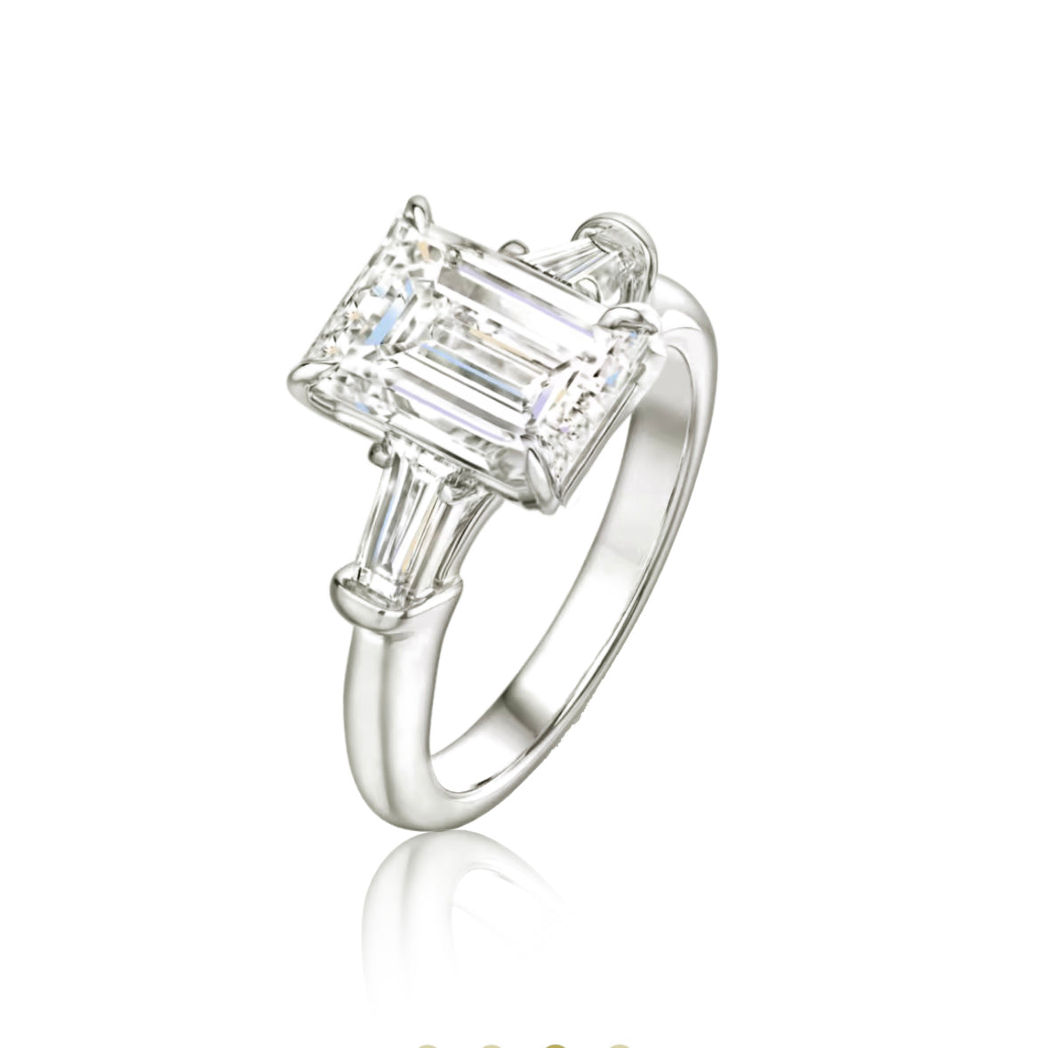 Mangrove Splendor Emerald-Cut Ring with Tapered Baguette Accents