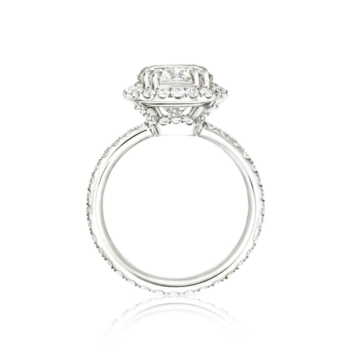 Radiant Cushion-Cut Diamond Micropavé Engagement Ring