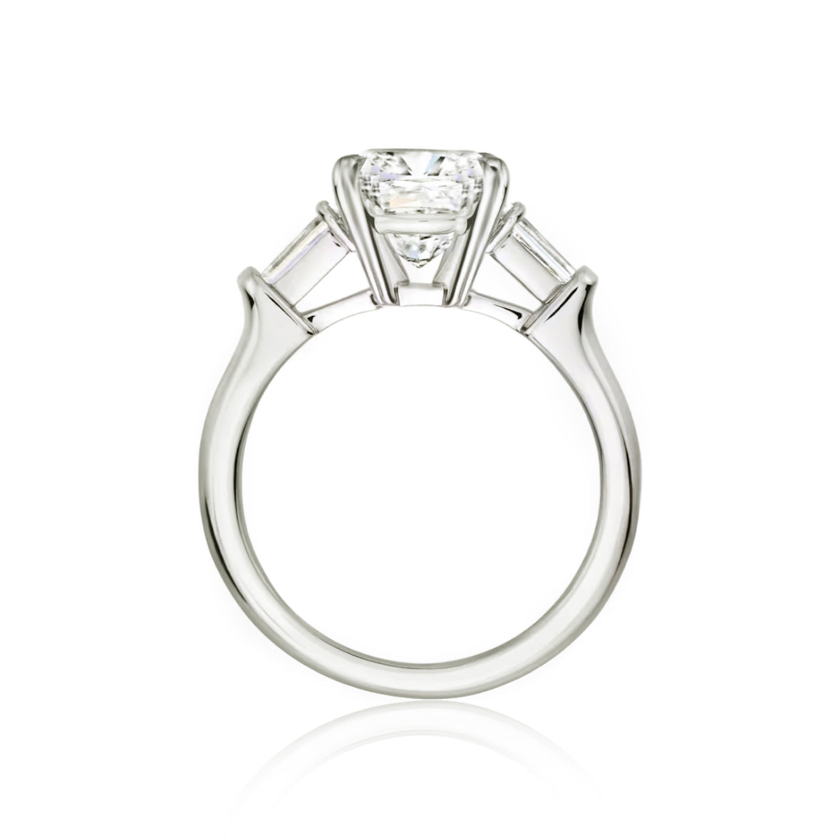 Mangrove Splendor Cushion-Cut Ring with Tapered Baguette Accents