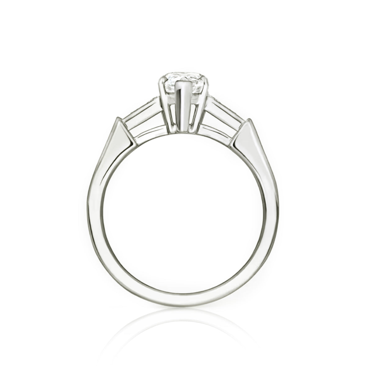 Mangrove Splendor Pear-Shaped Ring with Tapered Baguette Accents