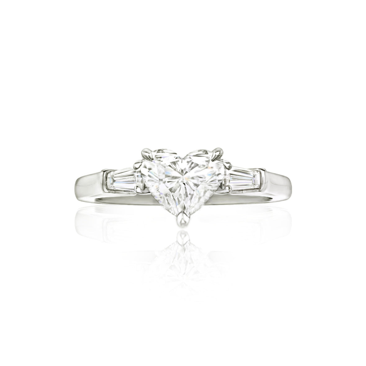 Mangrove Splendor Heart-Shaped Ring with Tapered Baguette Accents