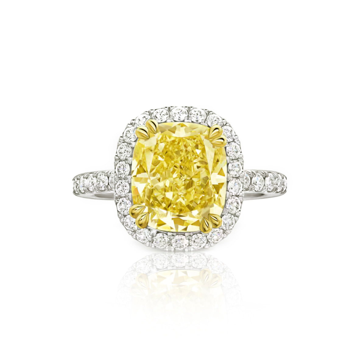 Blossom Cushion-Cut Yellow Diamond Micropavé Ring