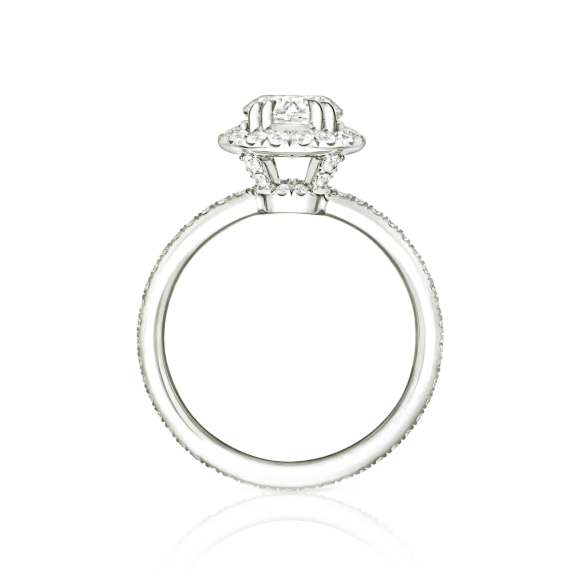 Radiant Round Brilliant Diamond Micropavé Engagement Ring