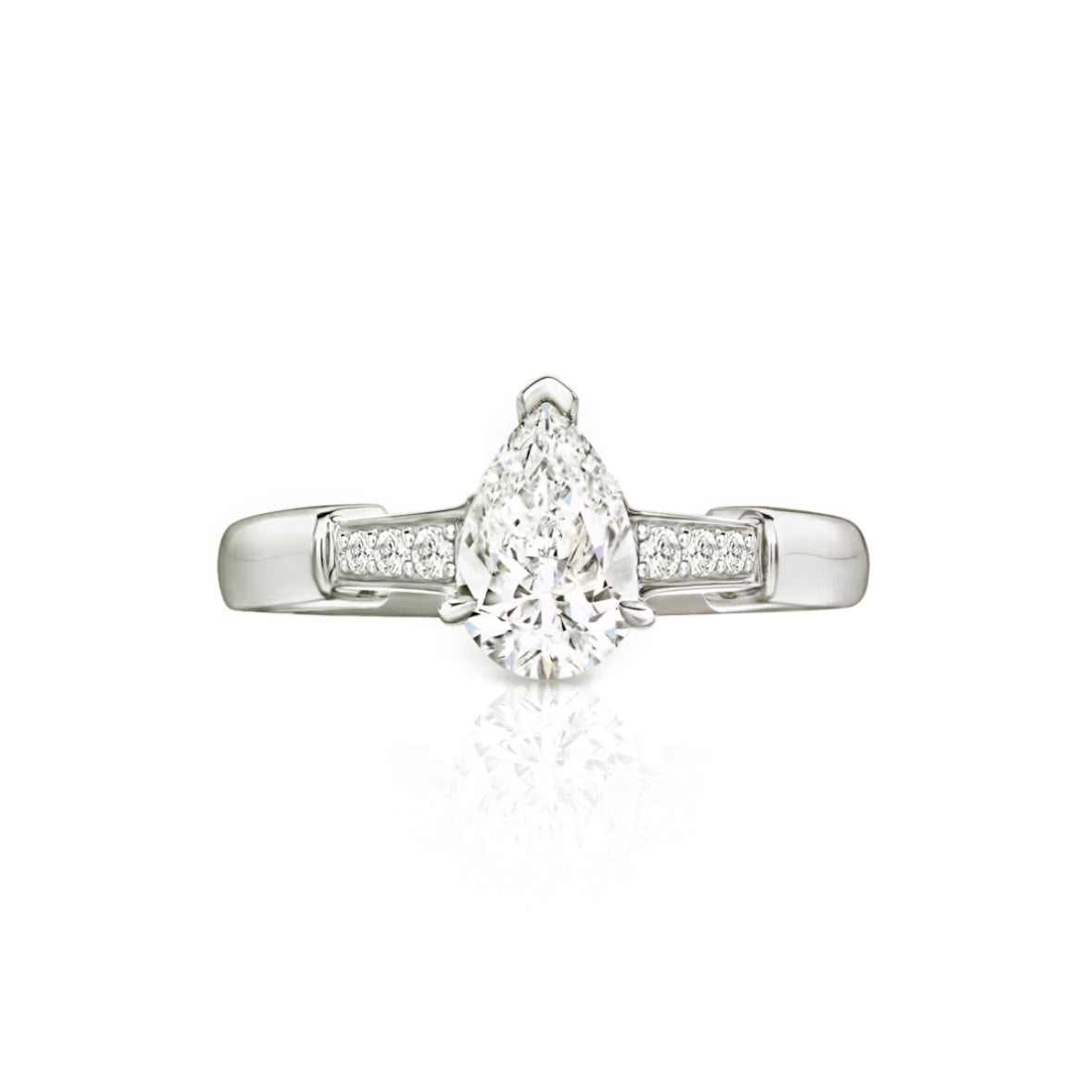 Mangrove Splendor Pear-Shaped Ring with Tapered Baguette Accents