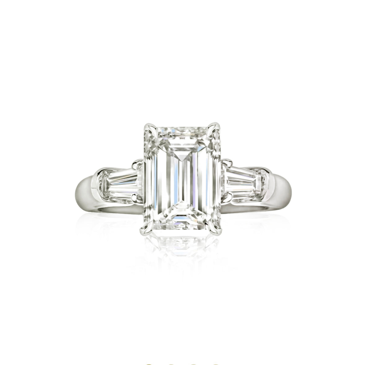 Mangrove Splendor Emerald-Cut Ring with Tapered Baguette Accents