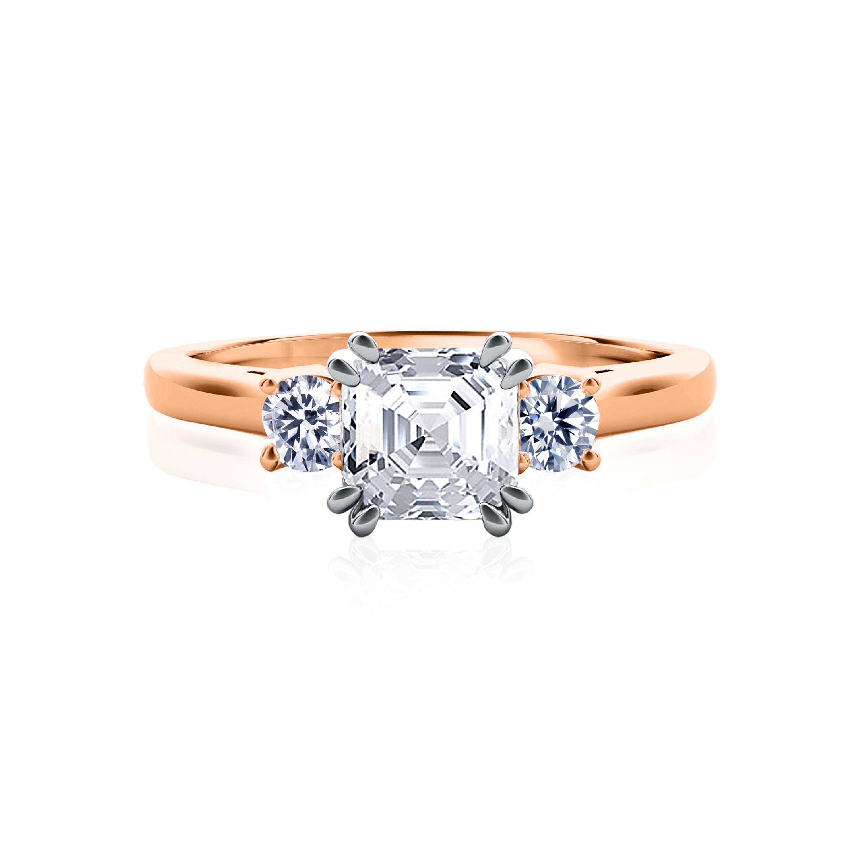 #Metal_14K Rose Gold#Prong_Standard#Shape_Asscher