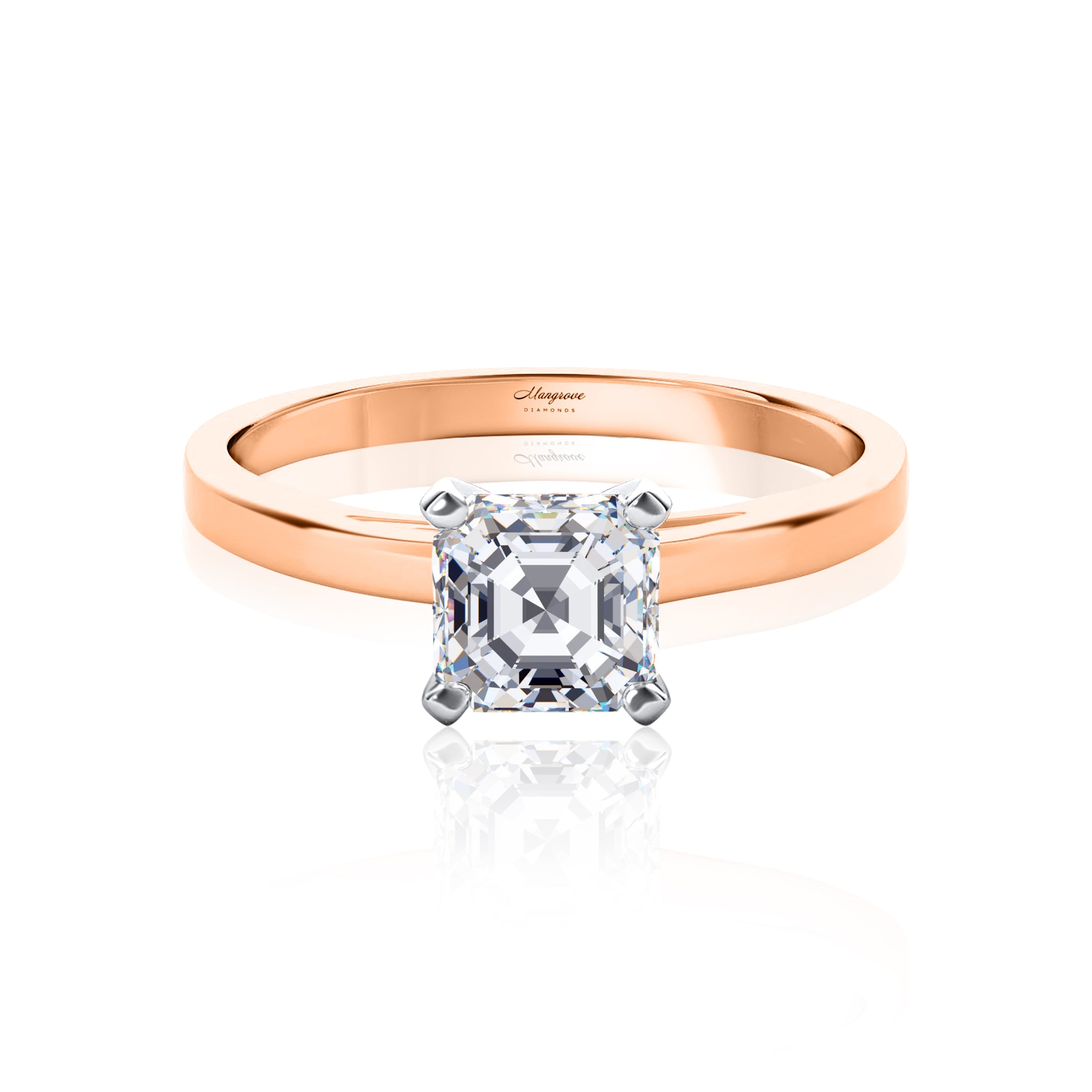 #Metal_14K Rose Gold#Prong_Standard#Shape_Asscher